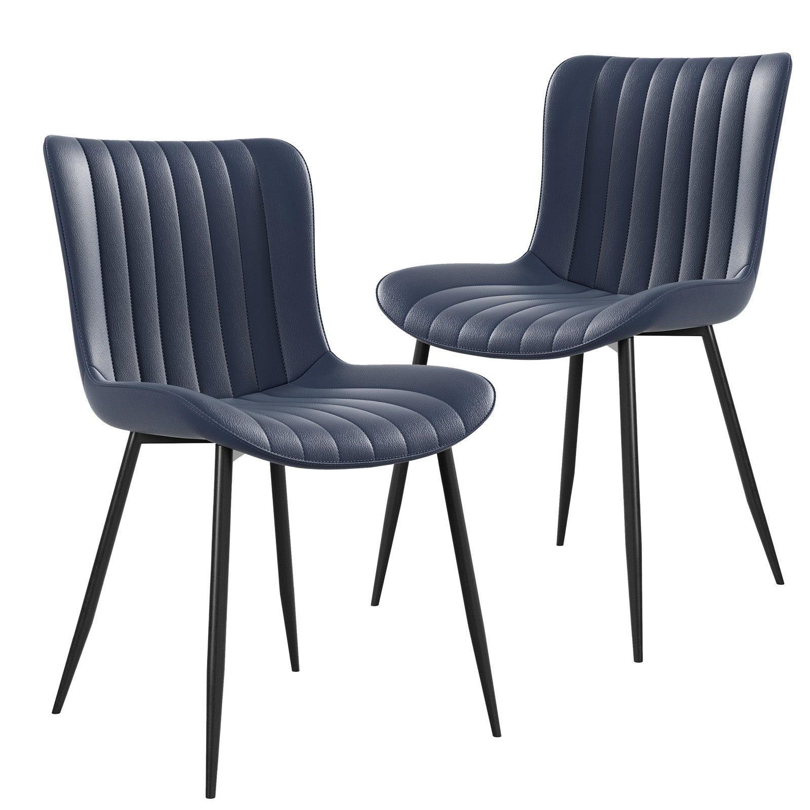 Dining Chairs Set of 2 Armchairs Faux Leather - Blue