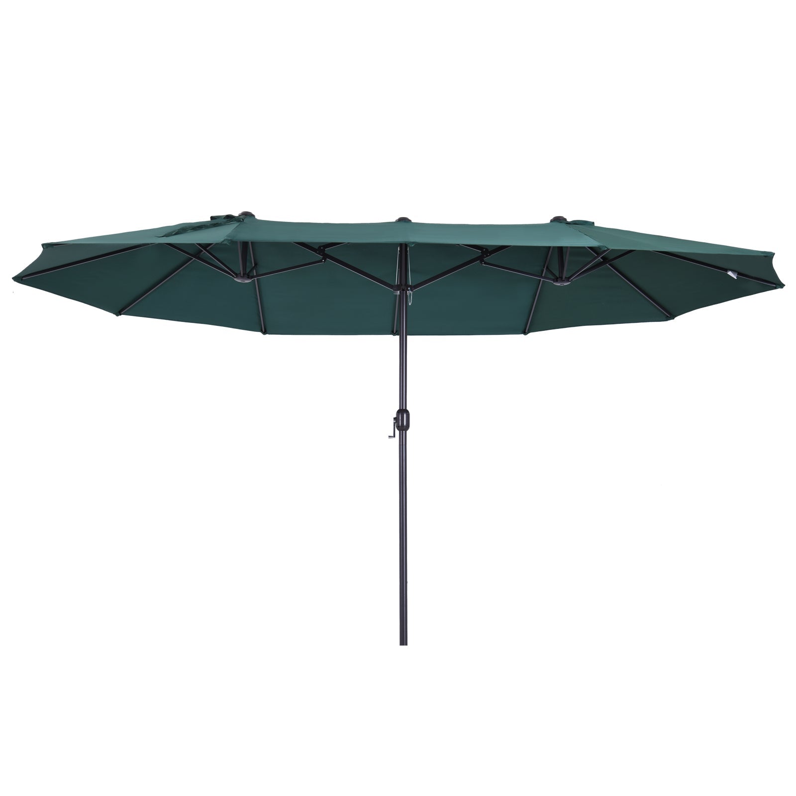 Double Patio Parasol with Hand Crank, Oval 460 x 270 x 240 cm, Dark Green