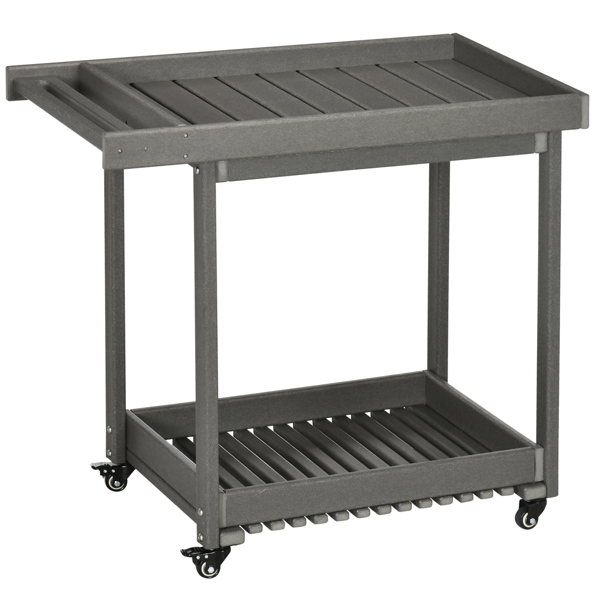 Serving Cart Barbecue Trolley, Towel Holder 2 Shelves 87x50x80cm Outdoor Multifunctional Table