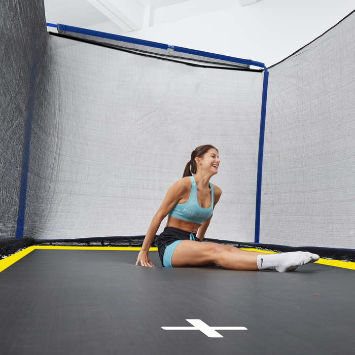 YC Rectangular Trampoline 244 x 366m for Outdoor Fitness and Fun, Black and Silver