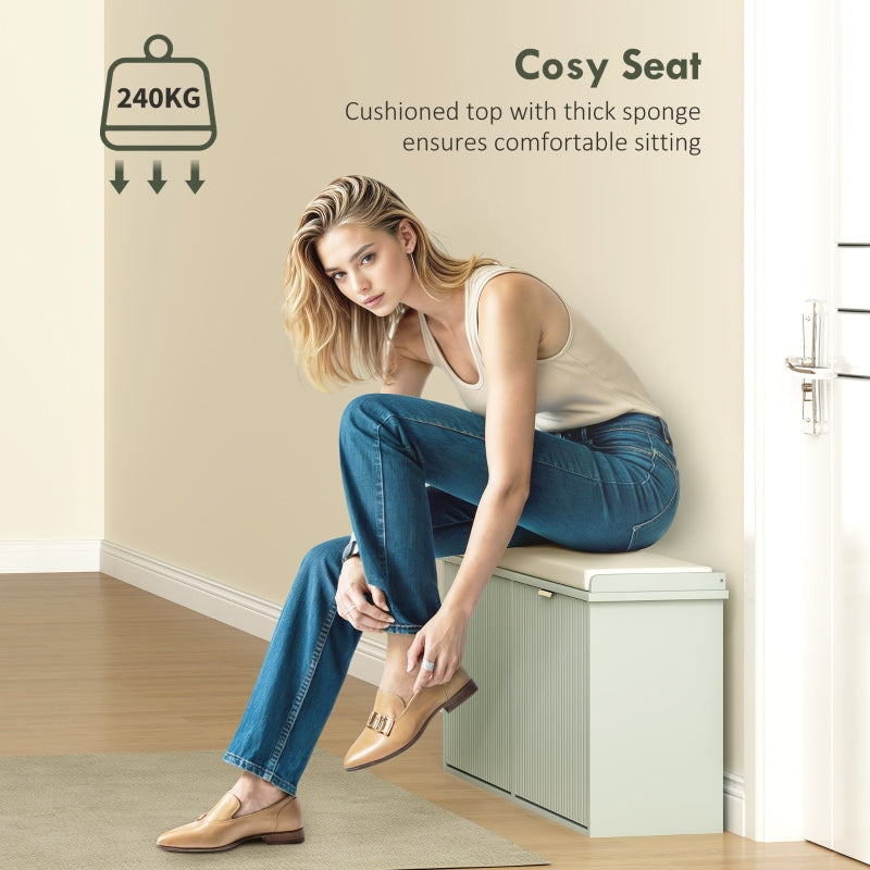 Elegant Ten Shoe Bench with Top Seat - Green