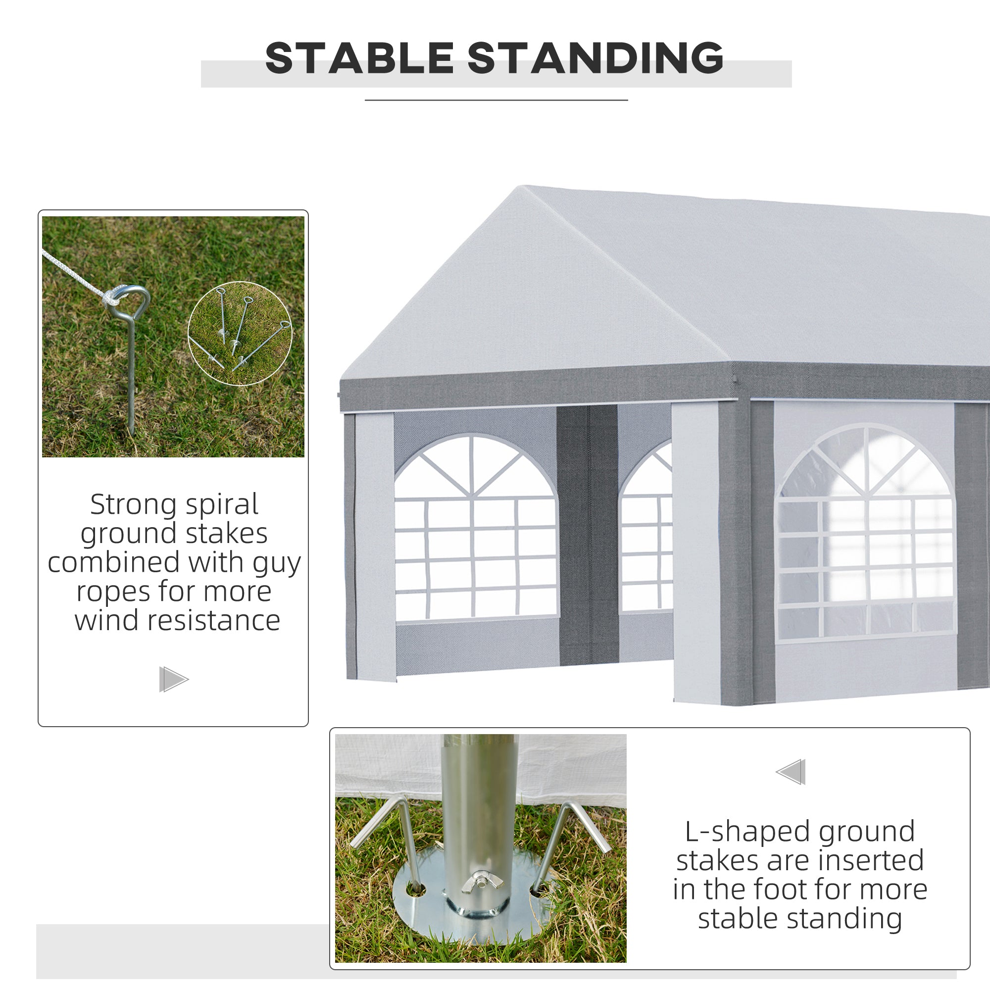8x4m Galvanised Party Tent Marquee Gazebo with Sides, Eight Windows and Double Doors