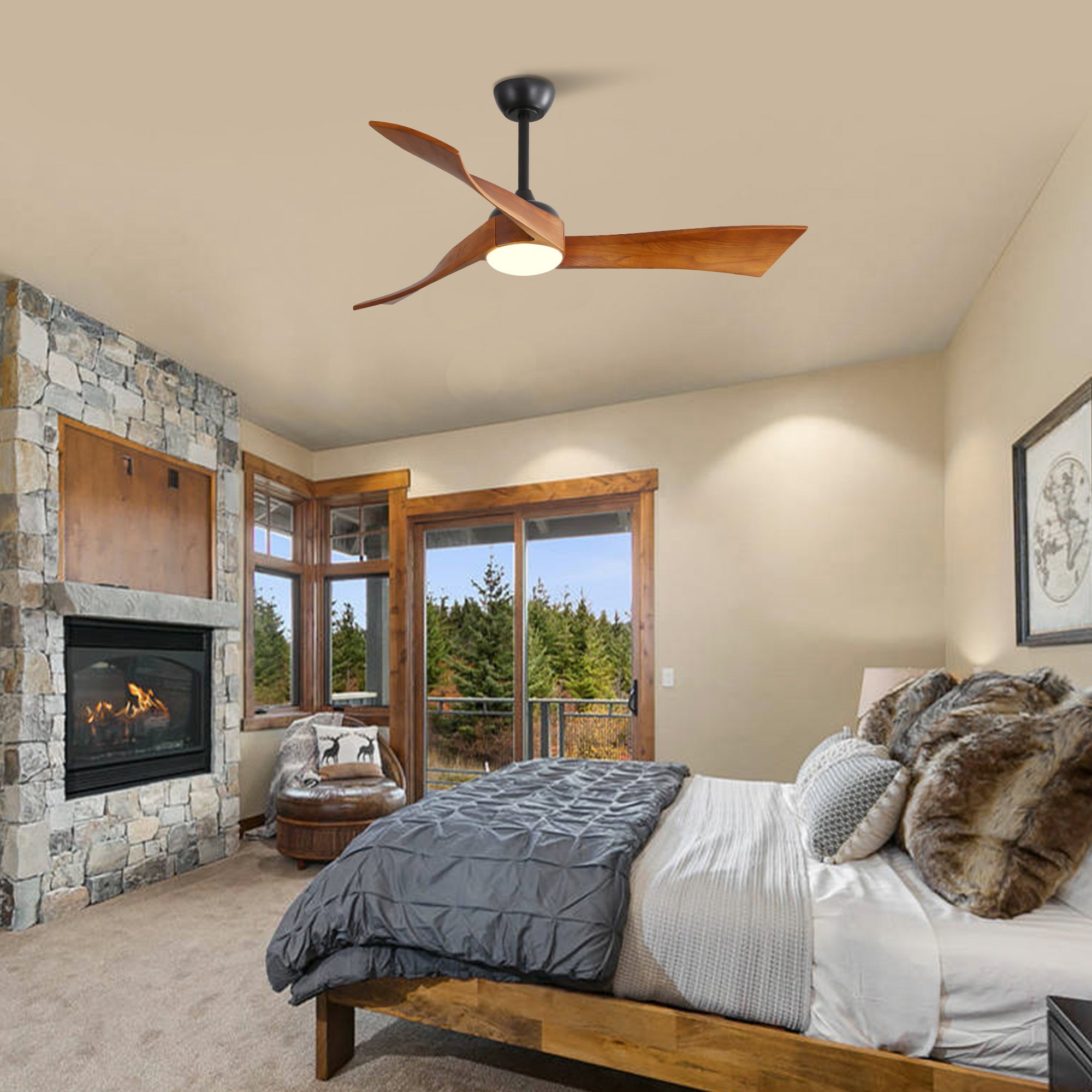 52-inch Ceiling Fan with Light, 6 Speed Settings, Energy-Saving DC Motor, Remote Control