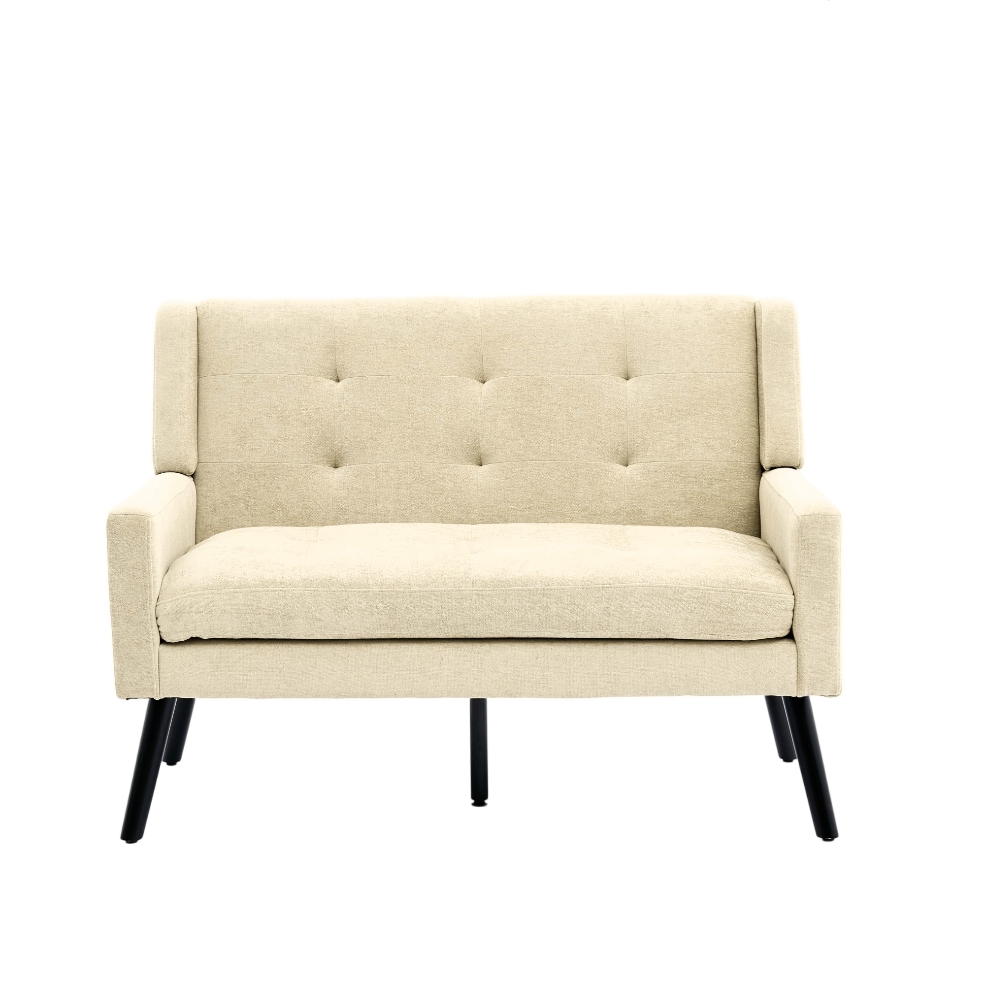 Premium 2-Seater Bench Button-Upholstered Accent Chair Solid Wood Linen