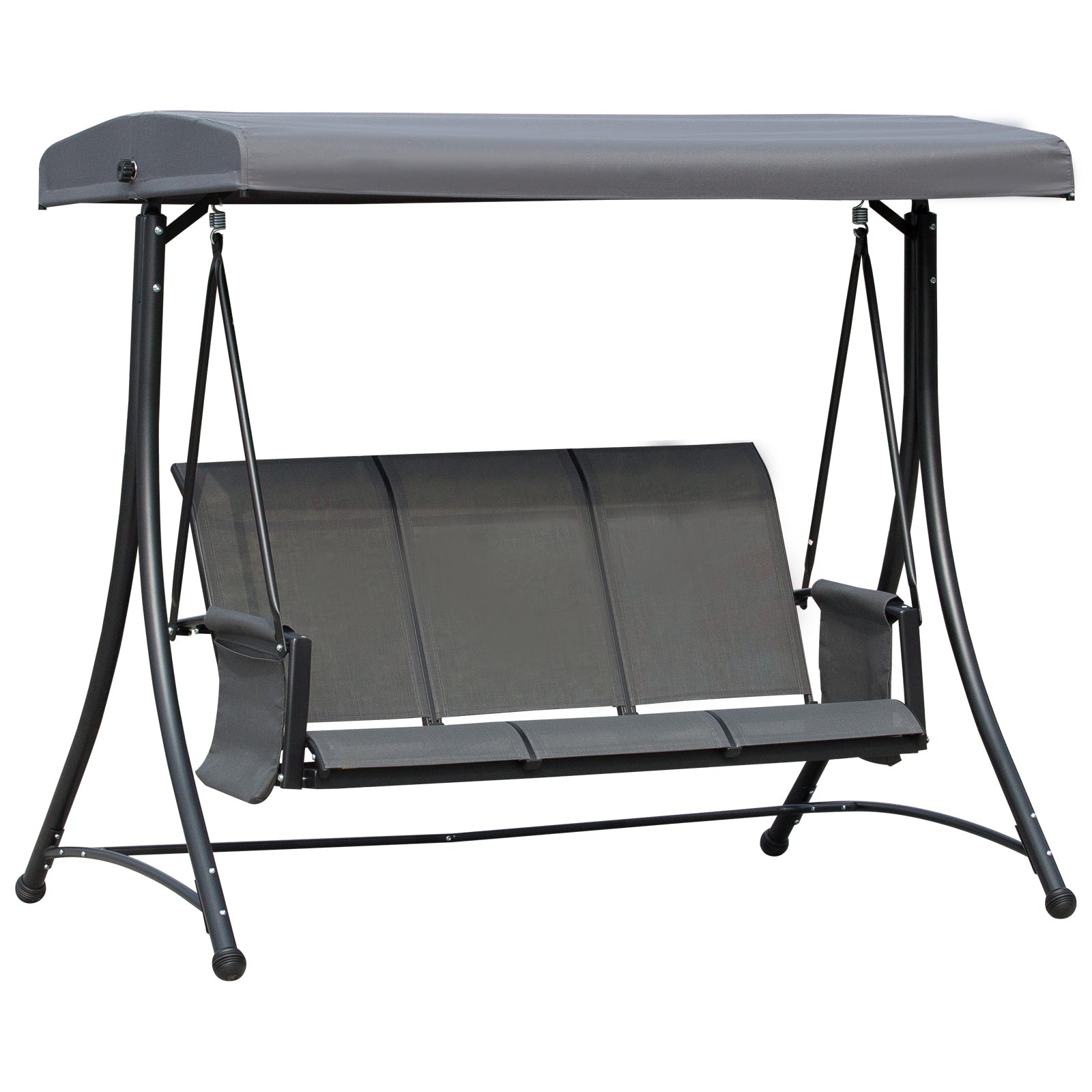 Hollywood Swing 3-Seater Garden Sunshade Storage Aluminum, Grey