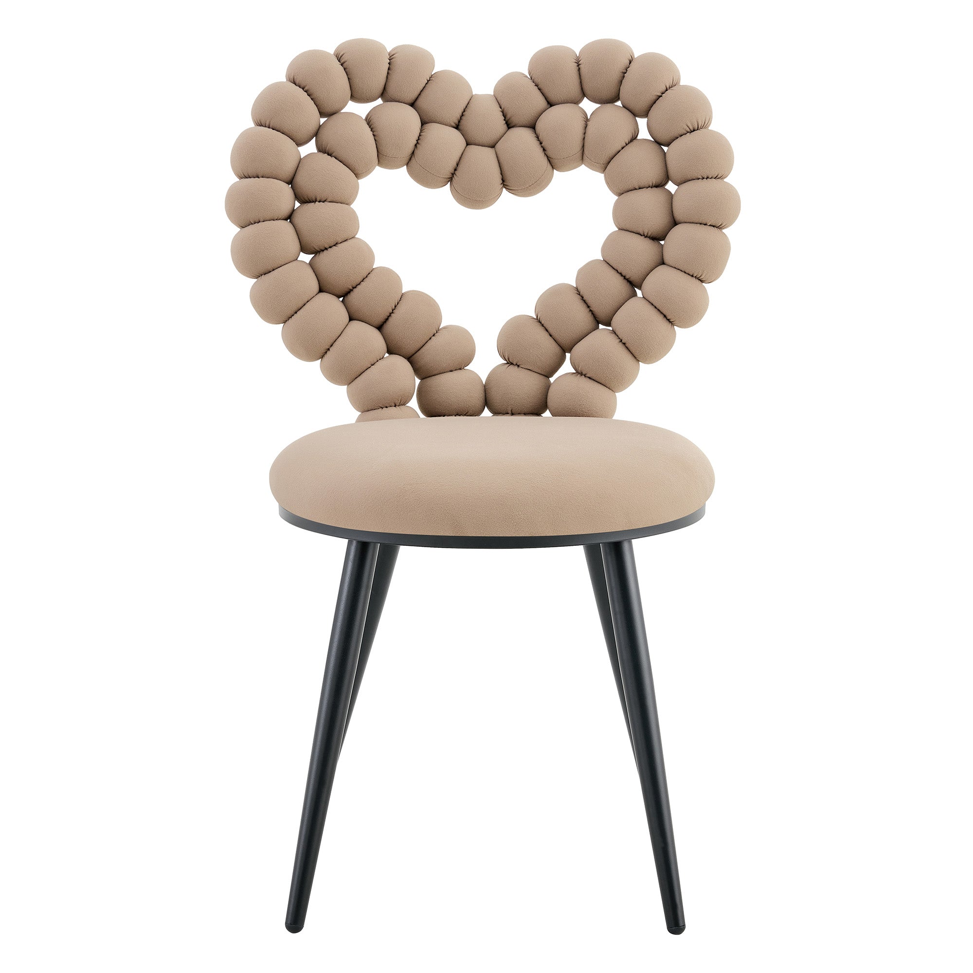 Dining Chairs Set of 2 Cutout Back Metal Legs - Camel Velvet
