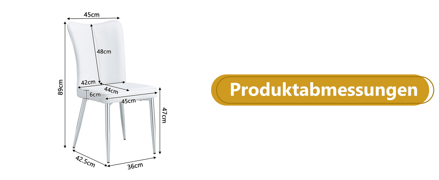 2x Modern Dining Chairs PU Leather Silver Metal Legs White