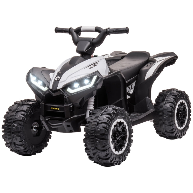Children's Quad Electric Car, 6 km/h, Sound and Light, Black and White