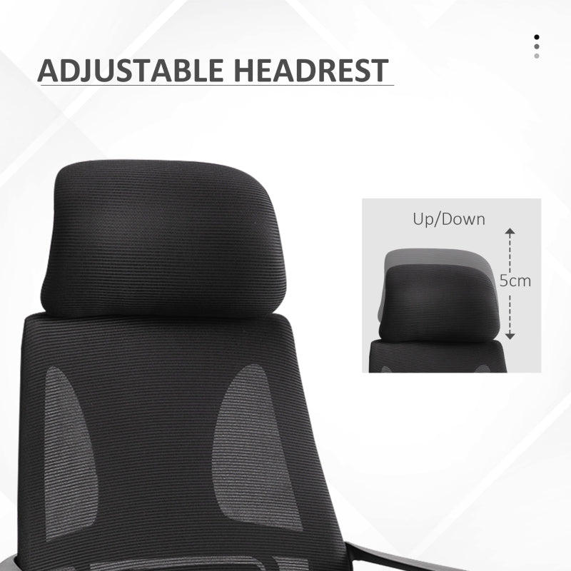 Vinsetto Office Chair, Ergonomic Desk Swivel with Armrests, Headrest, Lumbar, Mesh, Black