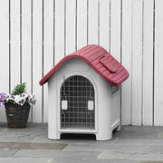Hundeaußenzwinger mit Dachluke, Tor, Luftzirkulation, Rot