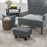 Stool, Modern Footstool Ottoman, Dark Grey Linen-Look