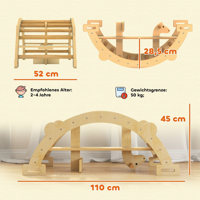 Montessori Indoor Climbing Frame 2-in-1 Arch - Natural Wood