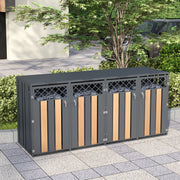 Garbage Can Storage Box with Hinged Lid and Lockable Double Doors, Metal