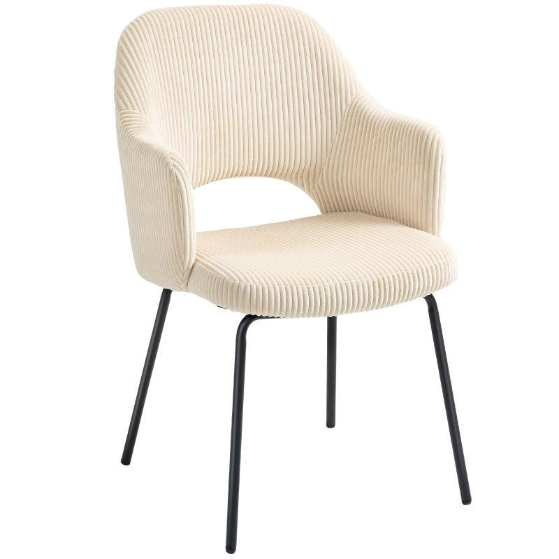 Dining Chair Corduroy Shell Metal Legs - Beige