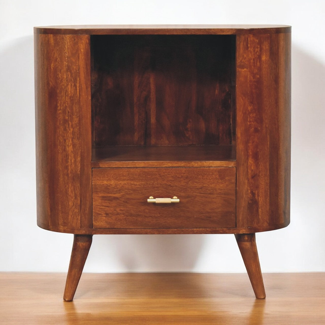T-bar Cortez Open Slot Cabinet Chestnut