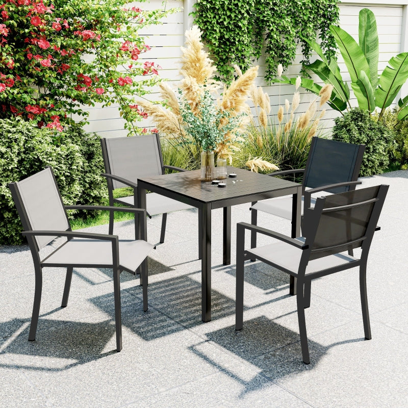 Gartentisch Aluminium 73x73cm Wetterfest 4-Personen Schwarz