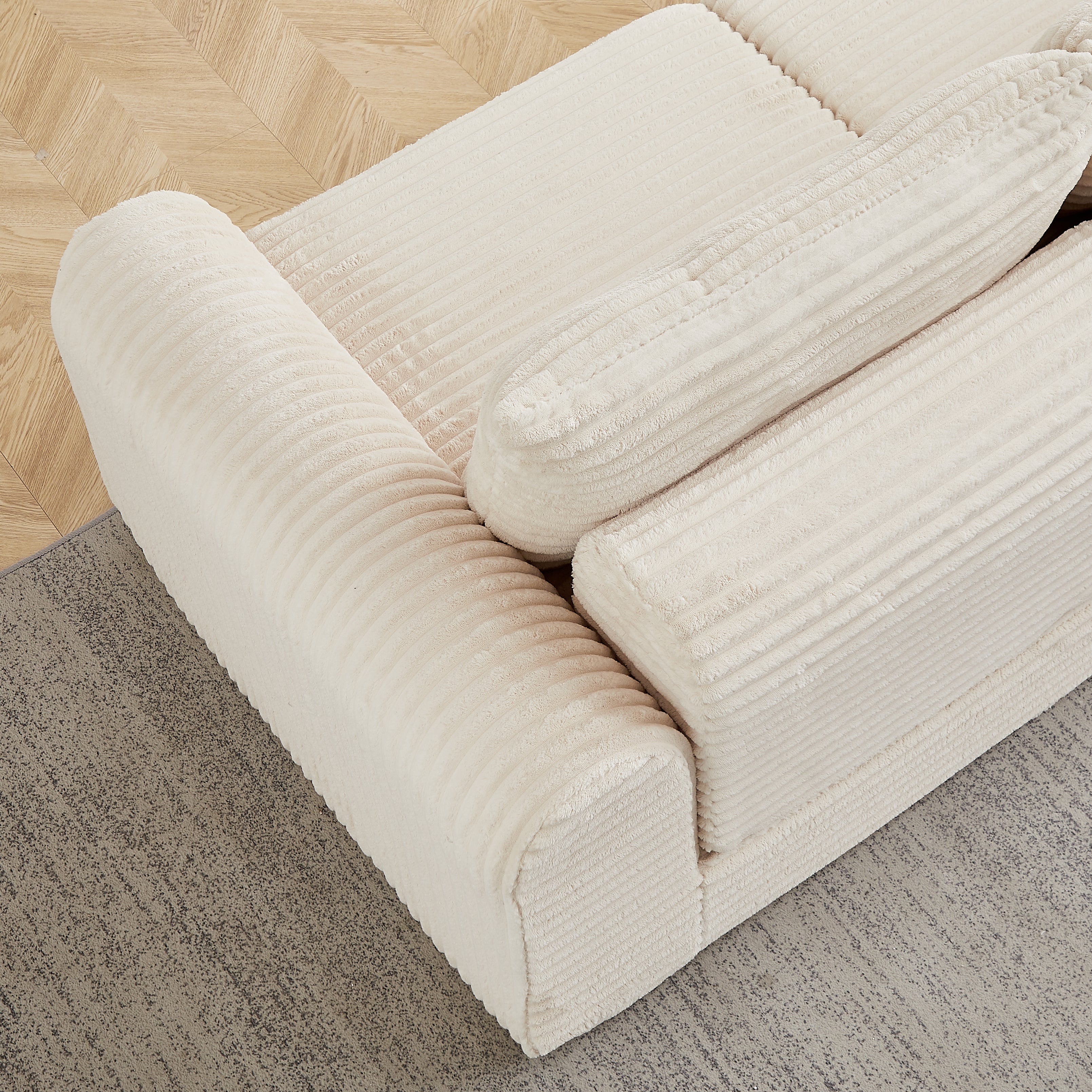 Sofa Bed 2-in-1 Modular, Removable Footstool, Curved Armrests - Corduroy