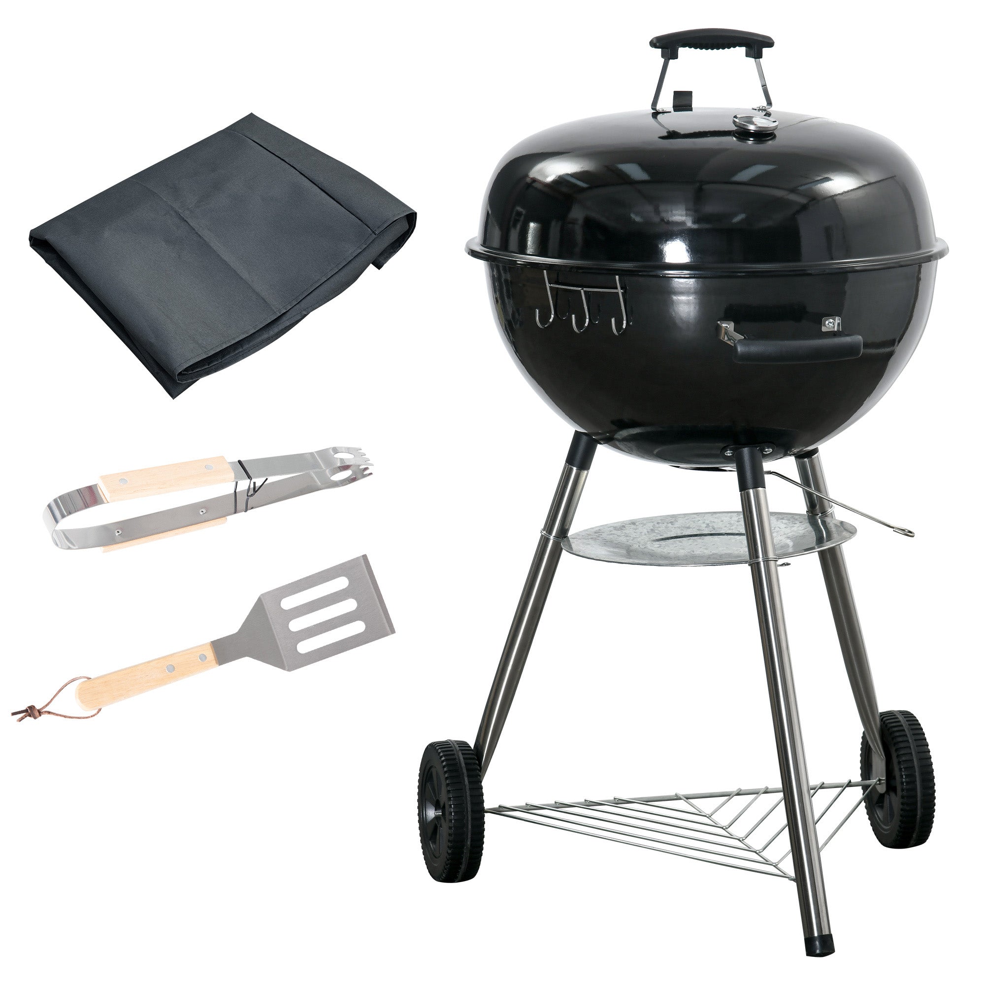 Portable Kettle Charcoal Grill, Black