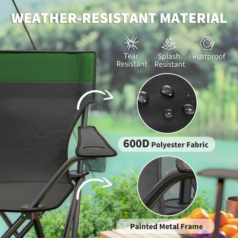 Four-Piece Portable Picnic Table Set, Folding Chairs and Table, Green