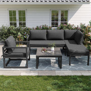 Rope Garden Lounge Set Corner Sofa Adjustable Legs - Grey
