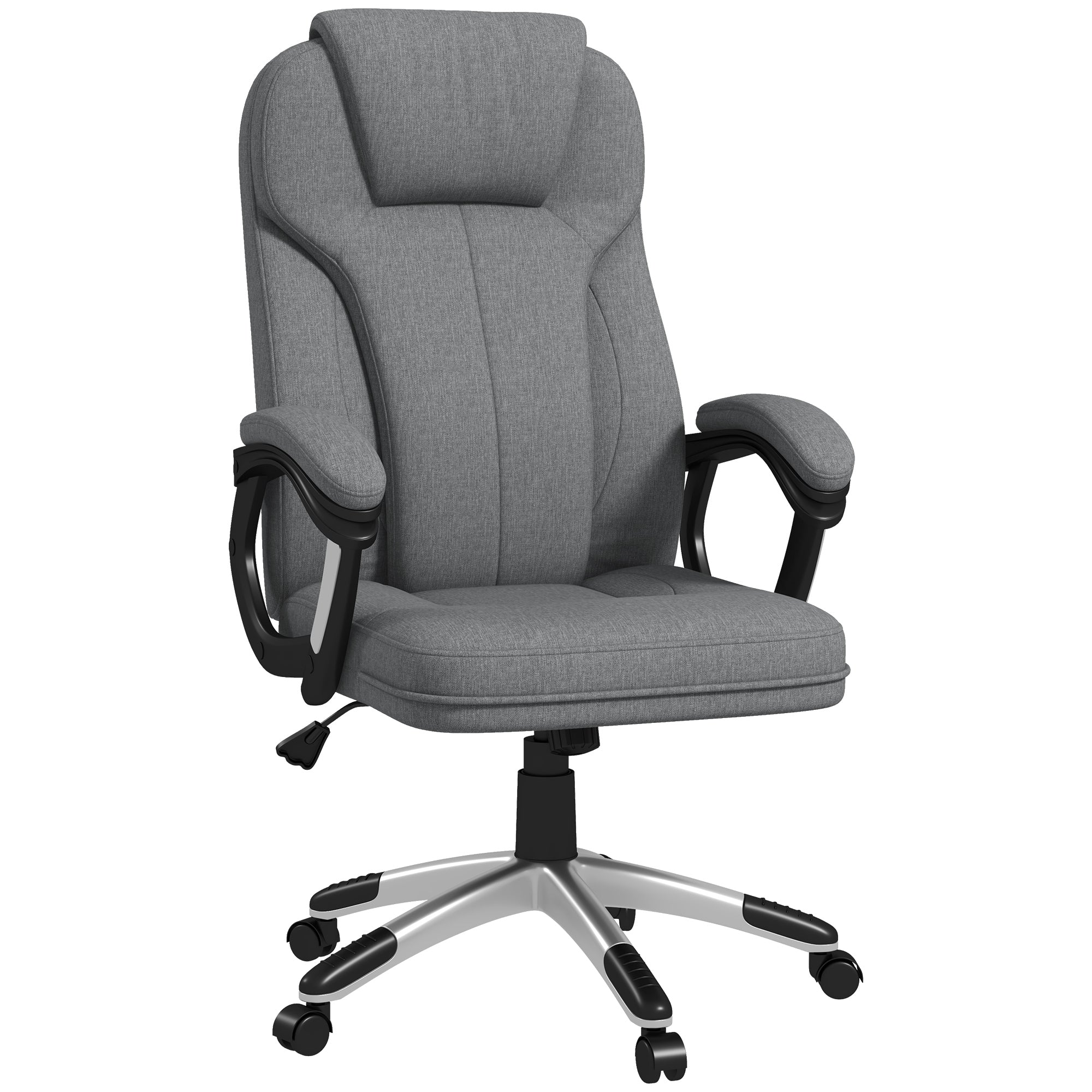 Vinsetto Office Chair Ergonomic Computer Rocking Function with Armrests, Grey Linen Look