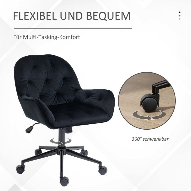 Vinsetto Office Chair, Swivel Height-Adjustable Executive Desk Armchair, Velvety Polyester Black