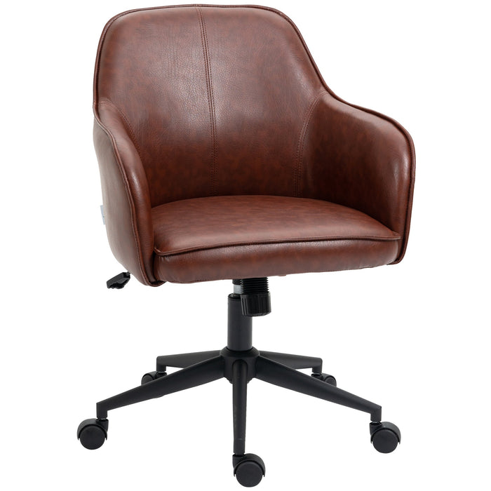 Office Chair Desk Chair Rocking Function Height Adjustable 120kg, Faux Leather Brown