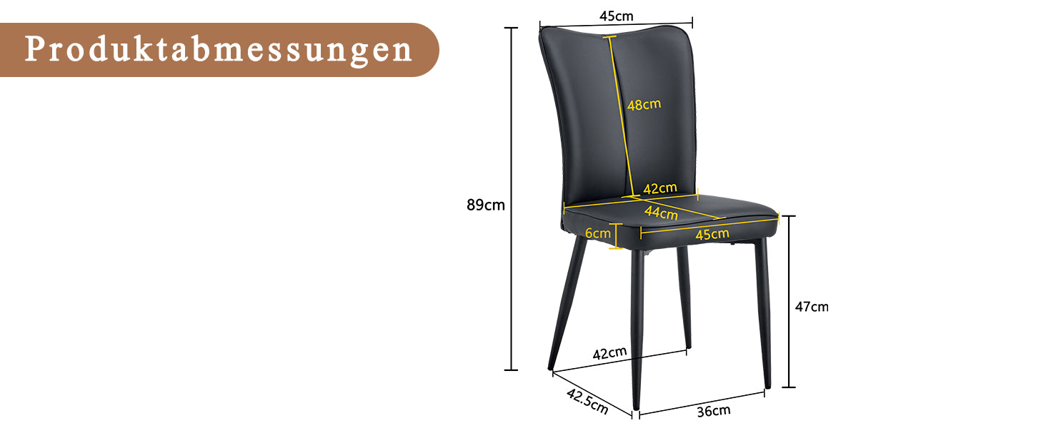 Dining Chairs Set of 2 Modern Design 89cm High - Black PU