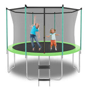 8FT Trampoline with Safety Net and Ladder, 181kg Capacity, Green