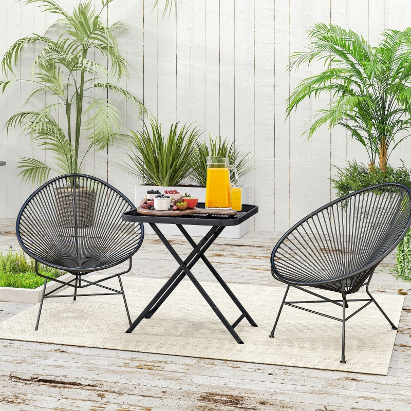Klappbarer Gartentisch 70 x 70 cm, wetterfester Stahl, Schwarz