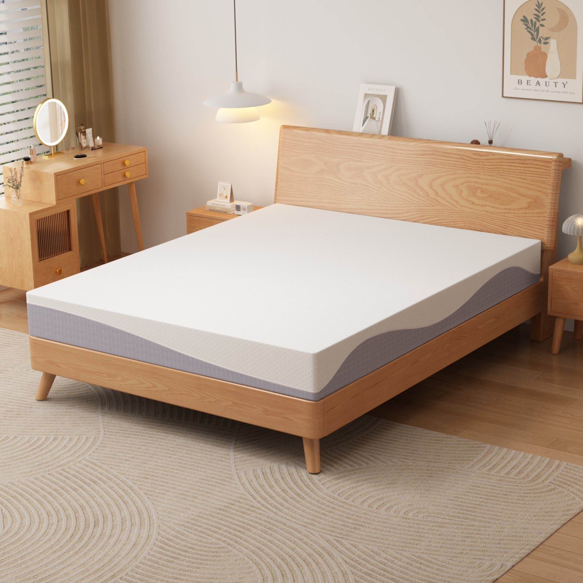 Foam Mattress, 180x200cm Medium Firmness 20cm High Oeko-TEX, Gray and White