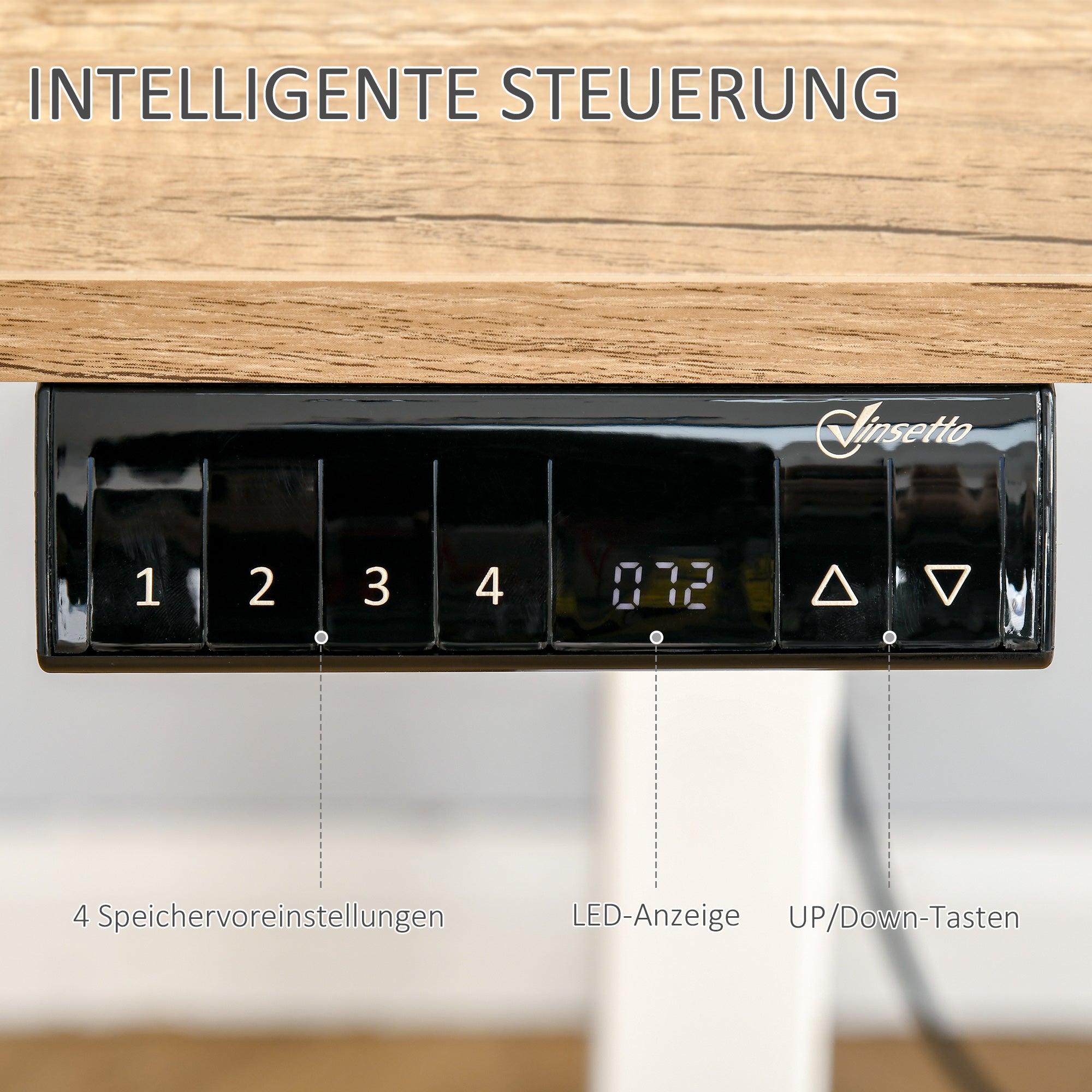 Electric Computer Standing Desk Height-Adjustable Frame Metal Natural/White