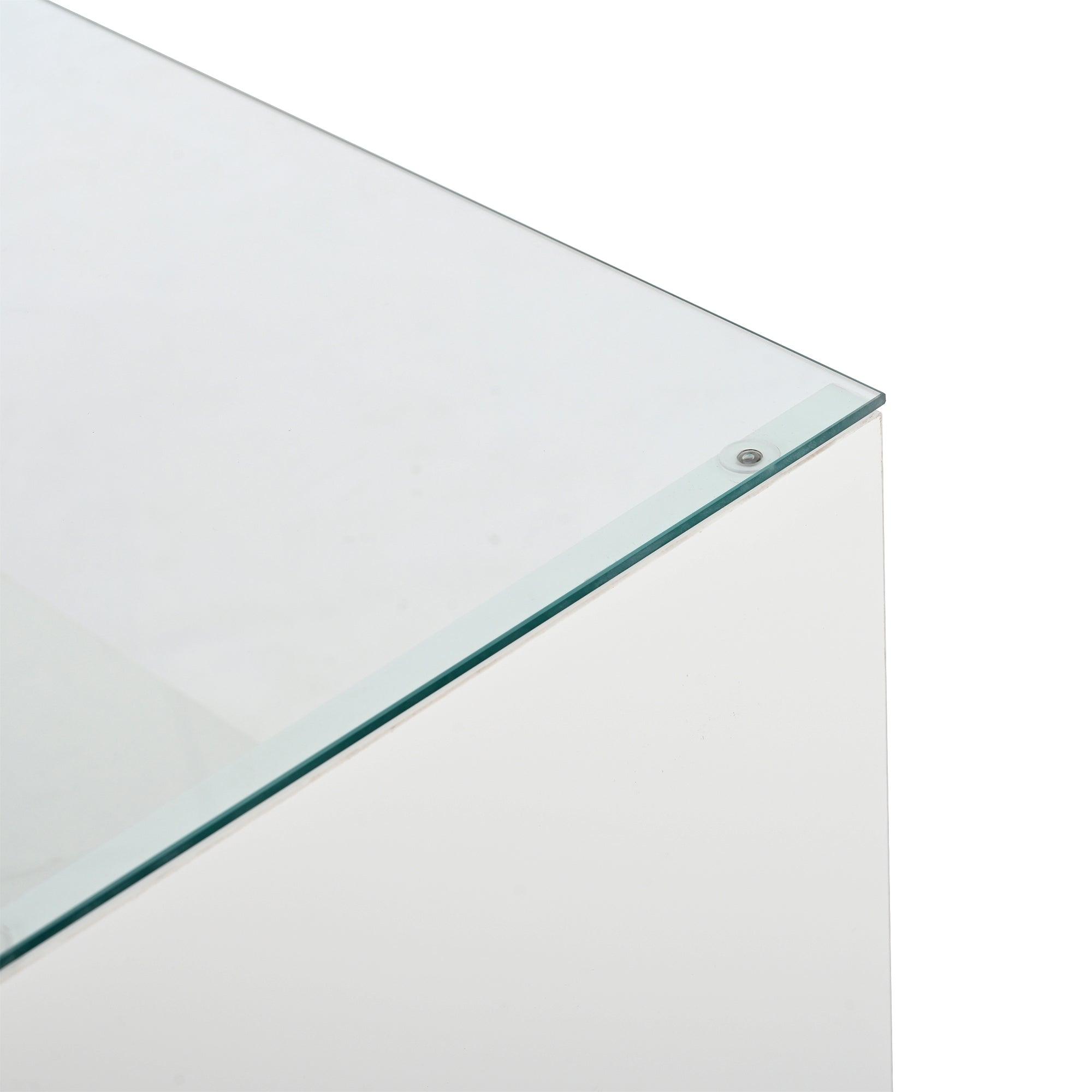 Coffee Table Modern Minimalist 105cm, Storage, LED, Glass Top, 2 Drawers