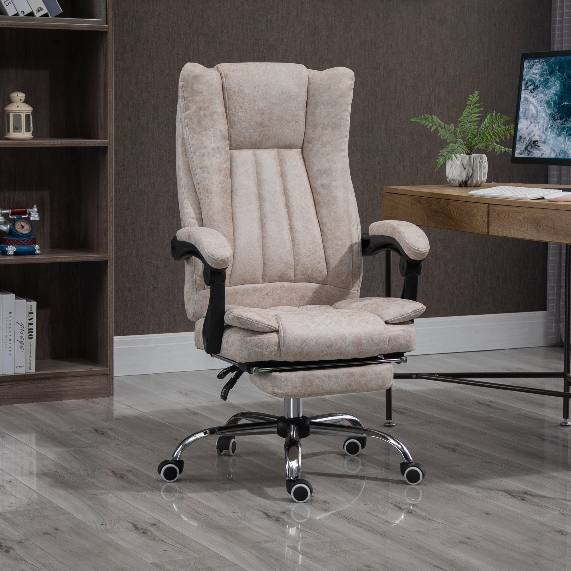 Vinsetto Office Chair Swivel Reclining Footrest Height Adjustable Microfiber