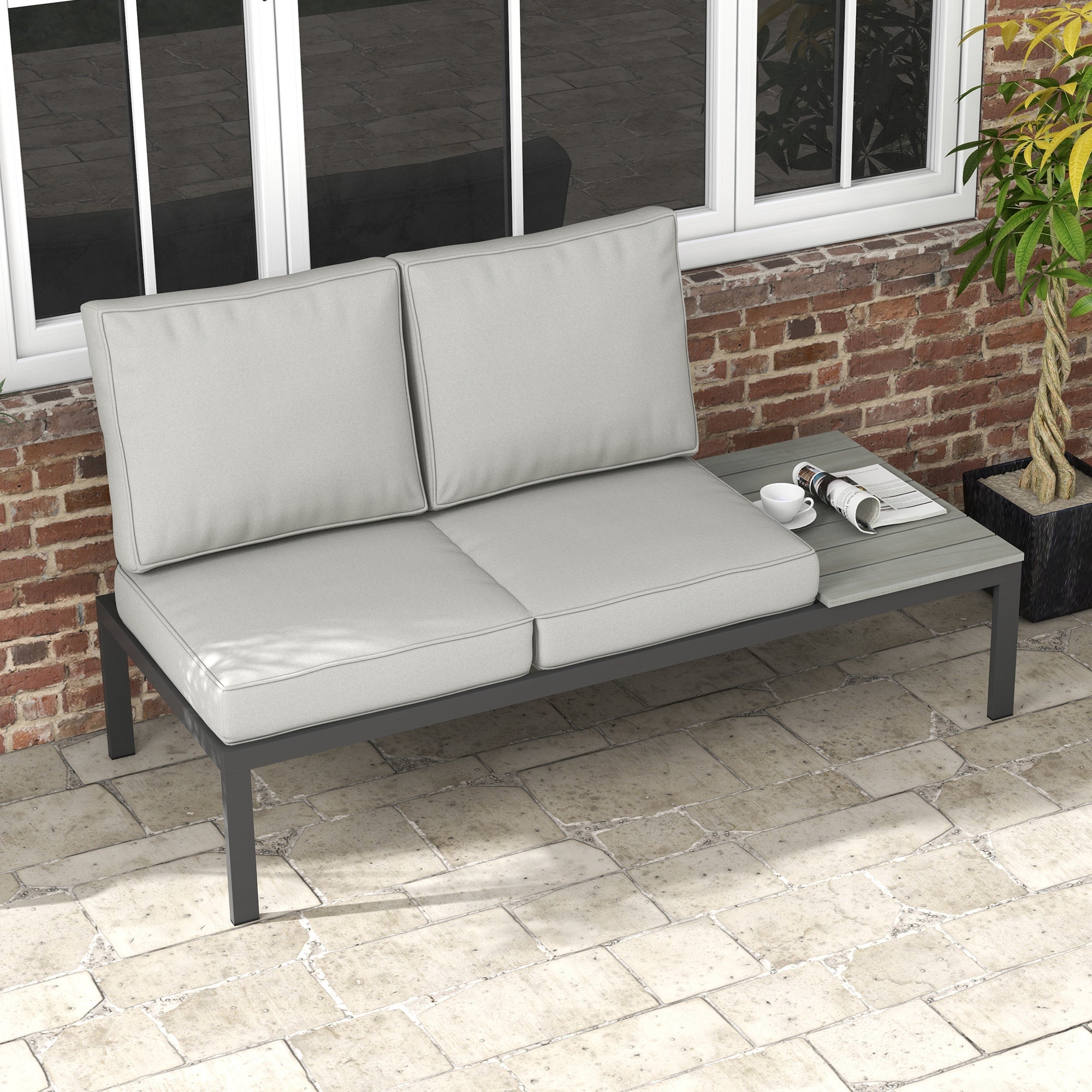 2 Seater Cushion Set Replacement, Patio Chair Cushions for Indoor Outdoor, Light Grey