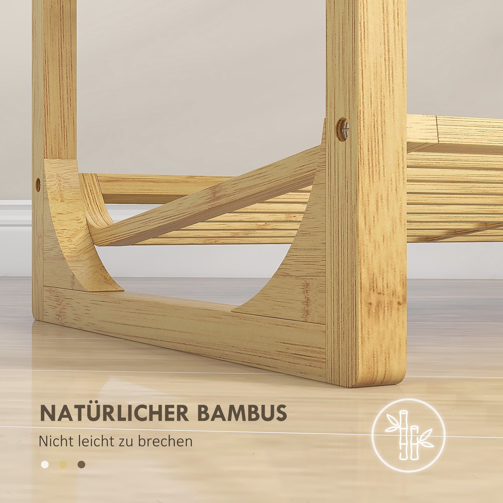 Schuhregal, 4 Ebenen, 12 Paar, Bambus Natur
