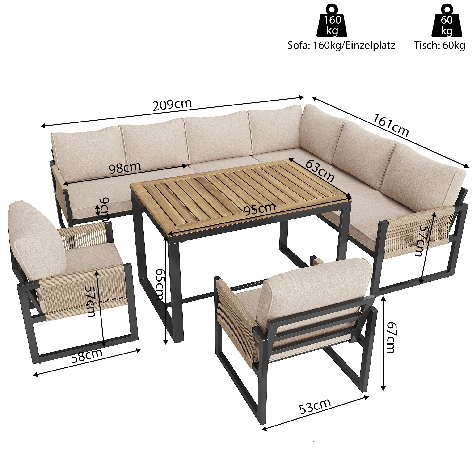 Garden Dining Set 7-8 People Lounge Weatherproof