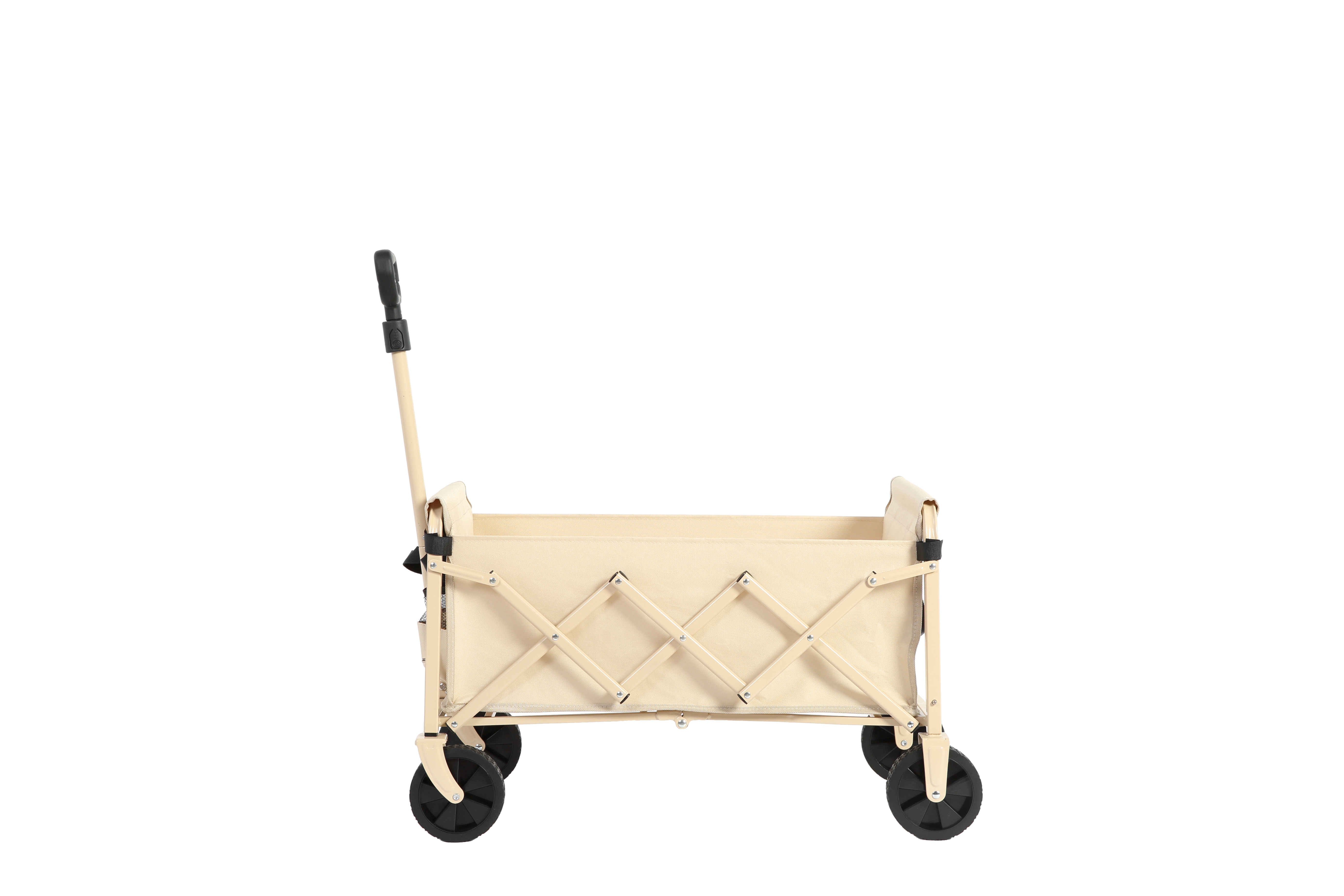 Folding Beach Wagon - Heavy Duty Portable Outdoor Utility Cart with Large Capacity, Beige