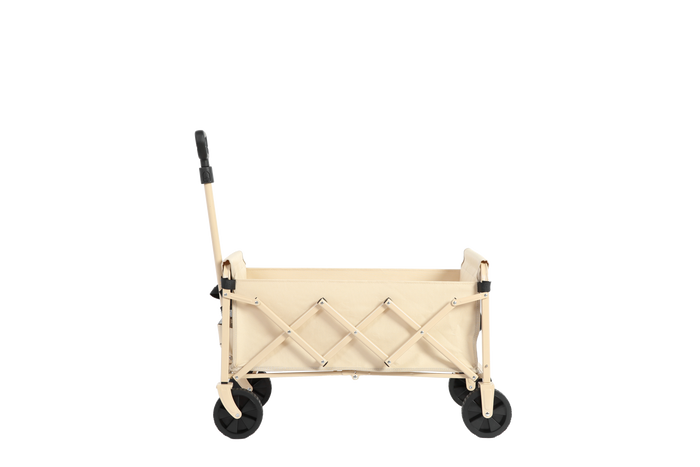 Folding Beach Wagon - Heavy Duty Portable Outdoor Utility Cart with Large Capacity, Beige