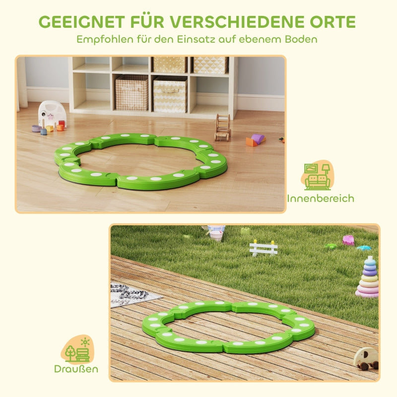 Balance Beam with 6 Curved Segments and Sensory Protrusions, 50 kg Capacity, Green