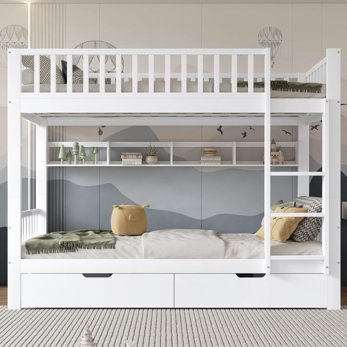 [31911901WAA] Bunk Bed Safety Rail Storage Ladder 90x200cm Pine Wood White