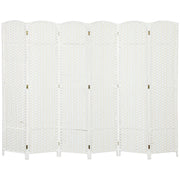 Room Divider 6-Panel Foldable Privacy Screen, White