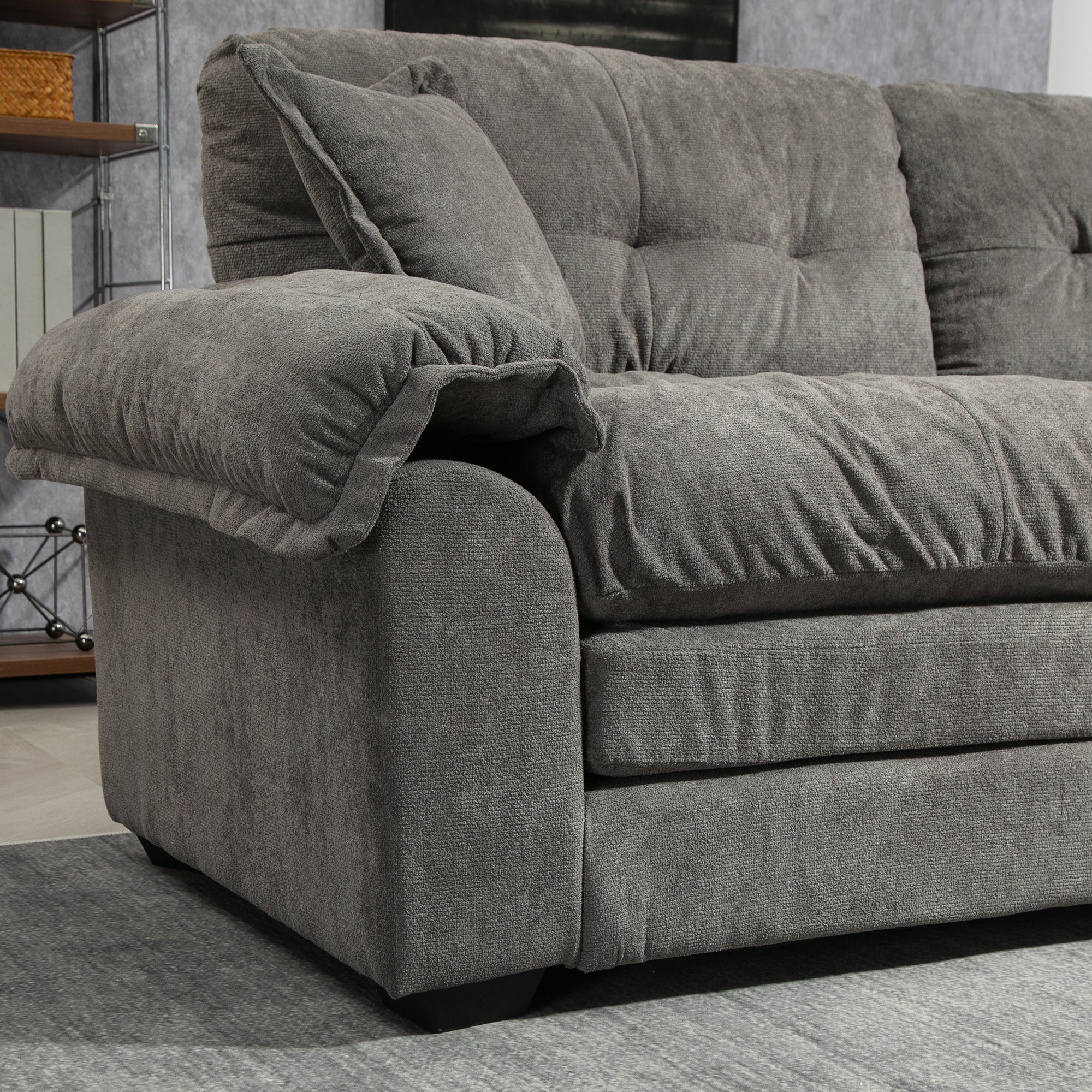 213 cm Two-Seater Sofa with Double Layer Cushions and Memory Foam, Chenille