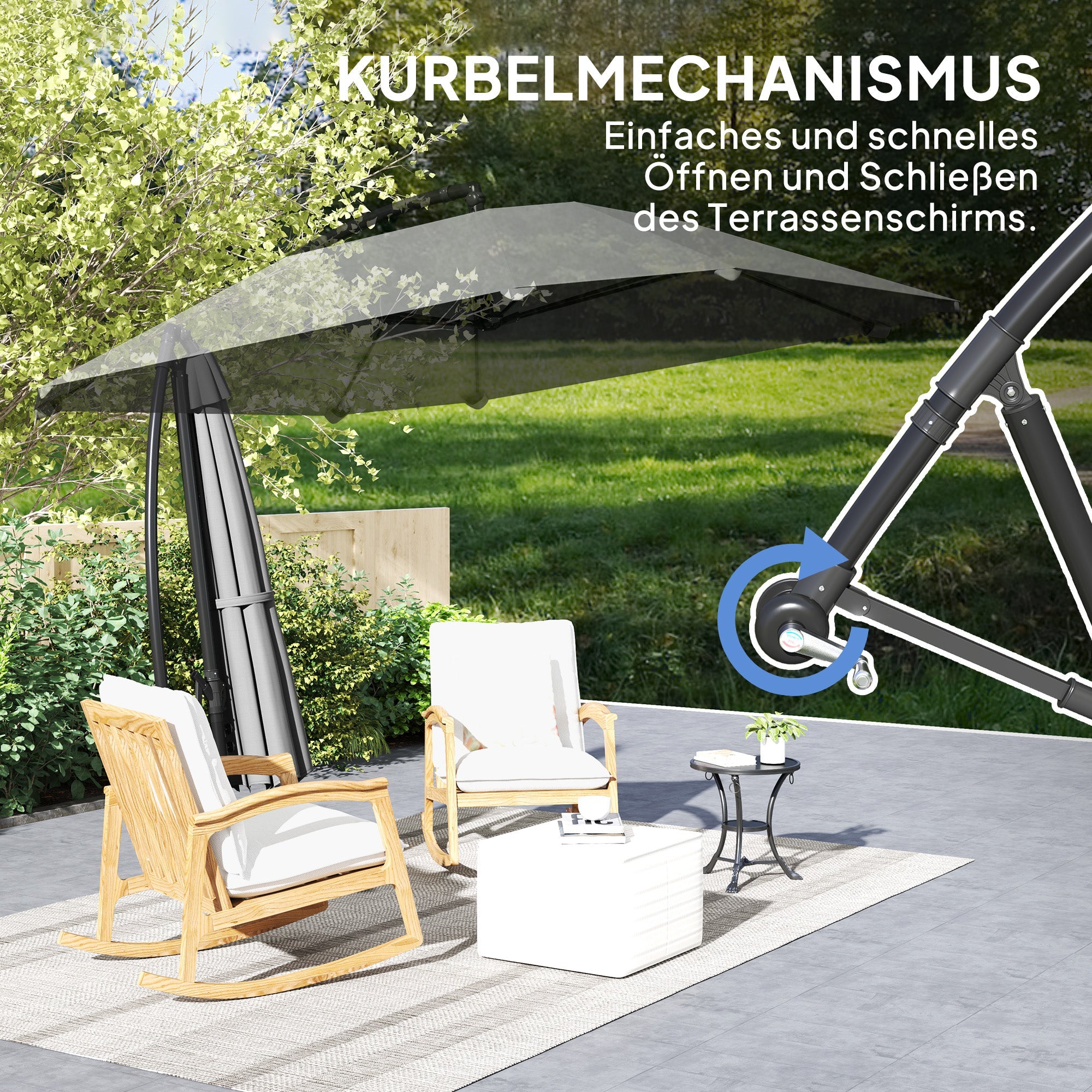 Aluminum Cantilever Parasol Ø 260 cm Waterproof Tiltable Dark Grey