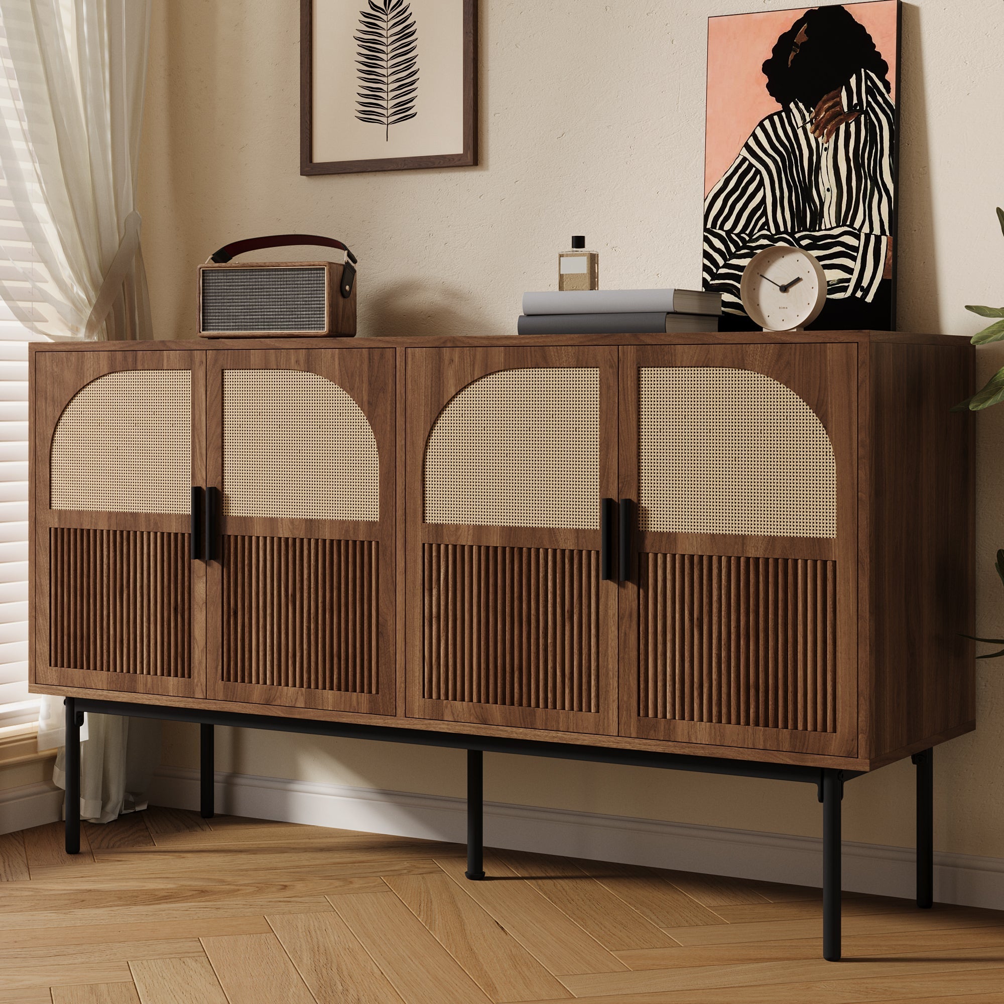 Sideboard Cabinet Buffet Storage Set Modern 140x40x80cm