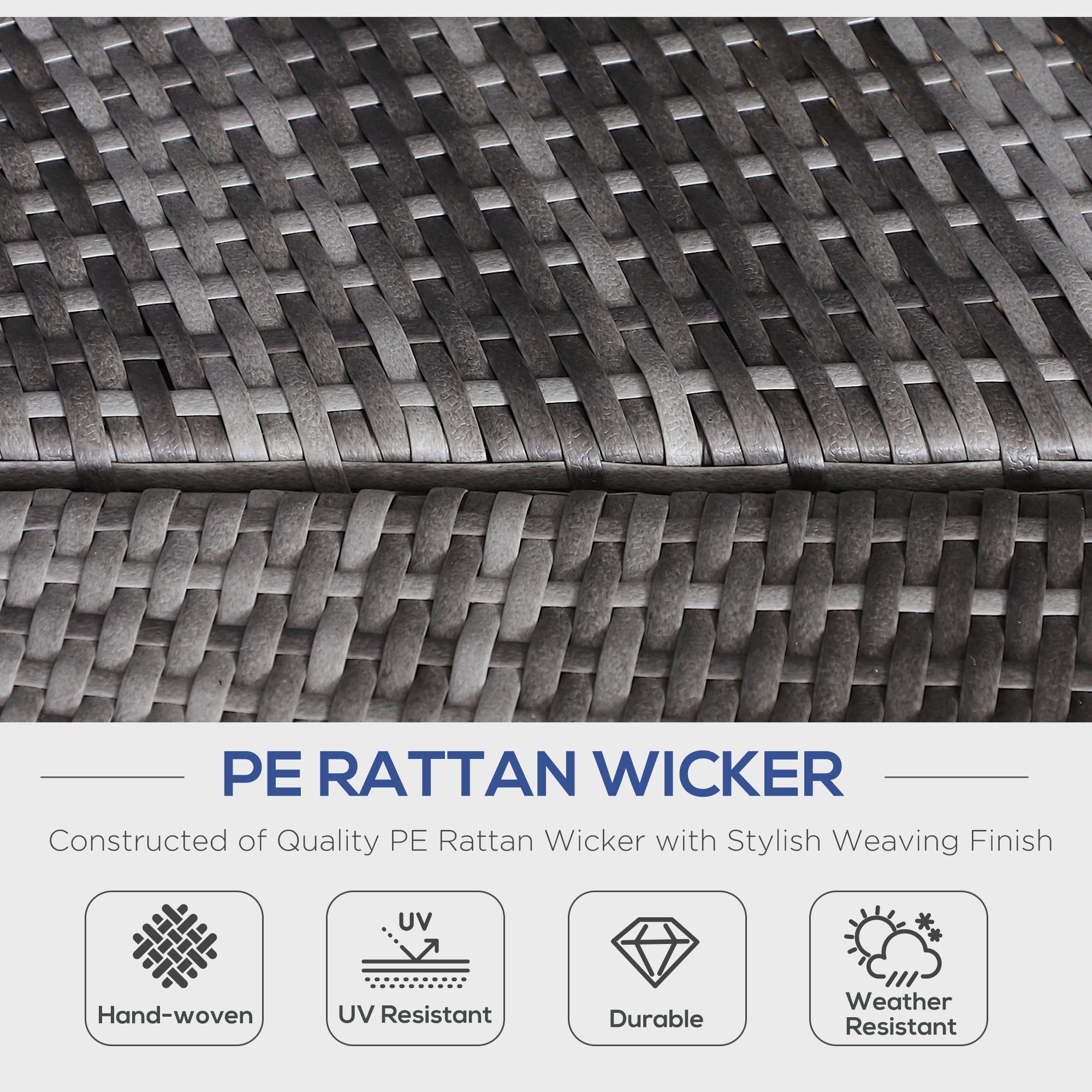 PE Rattan Lounge Set, 5-Piece Round Sofa Bed with Retractable Canopy, Grey