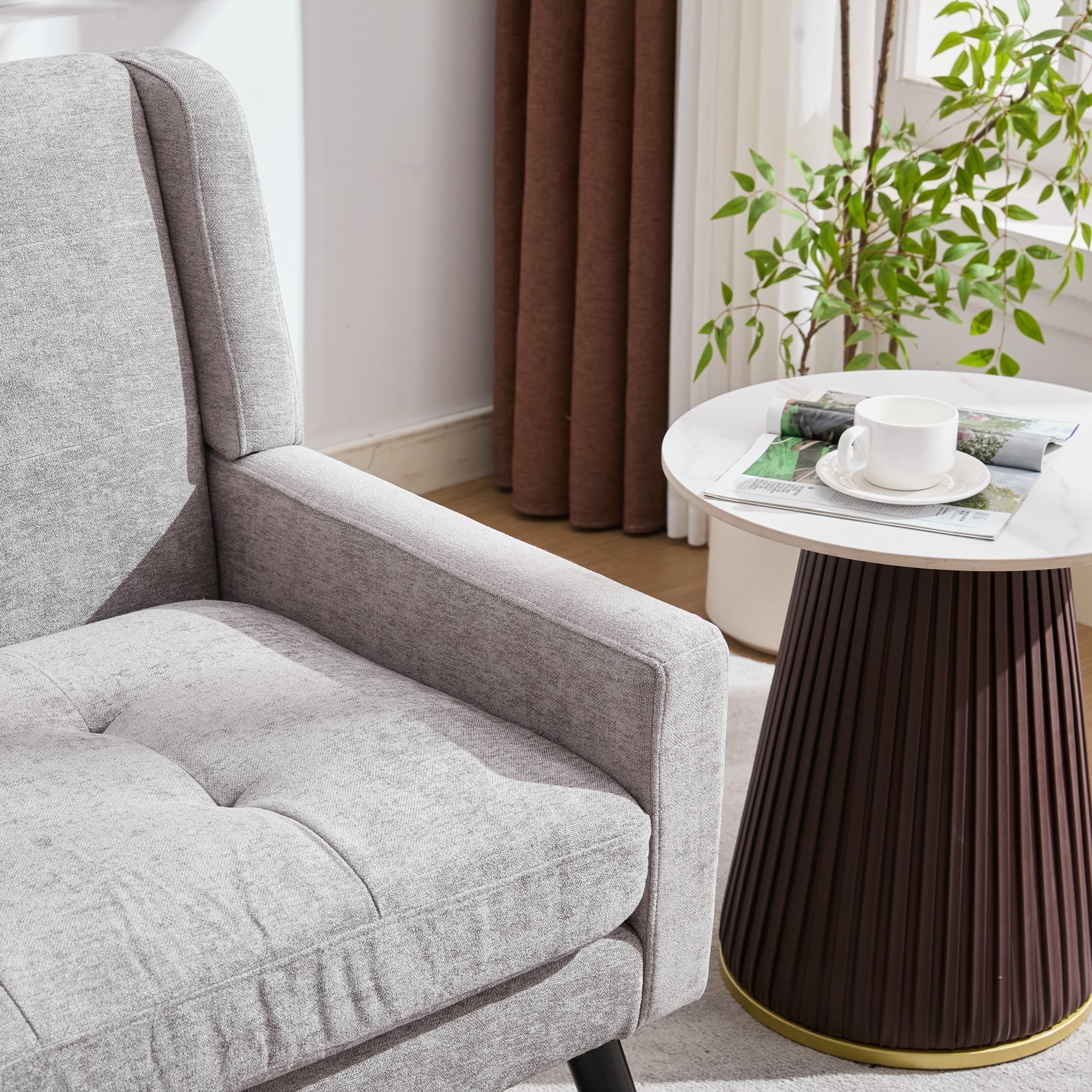 2-Piece Accent Armchair Set with High-Density Foam and Solid Wood Legs, Durable Fabric