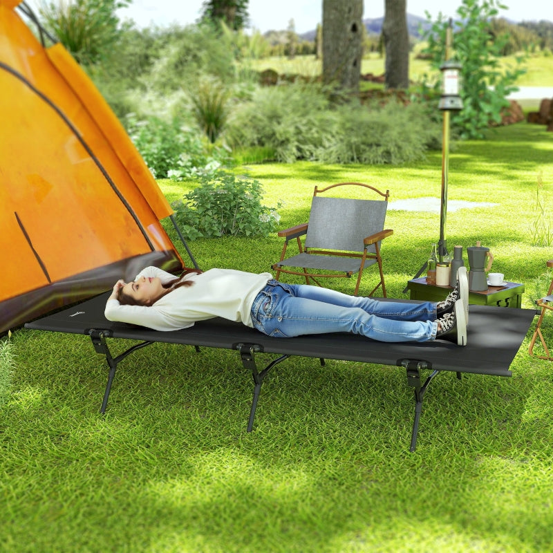 Folding Camp Bed with Carrying Bag, 200x100x36 cm, 120 kg Capacity, Black
