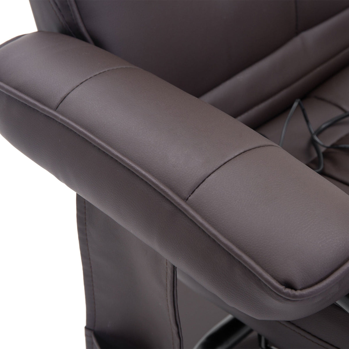 Massage Chair with Footstool Swivel Electric Recliner Remote Control, Faux Leather Brown