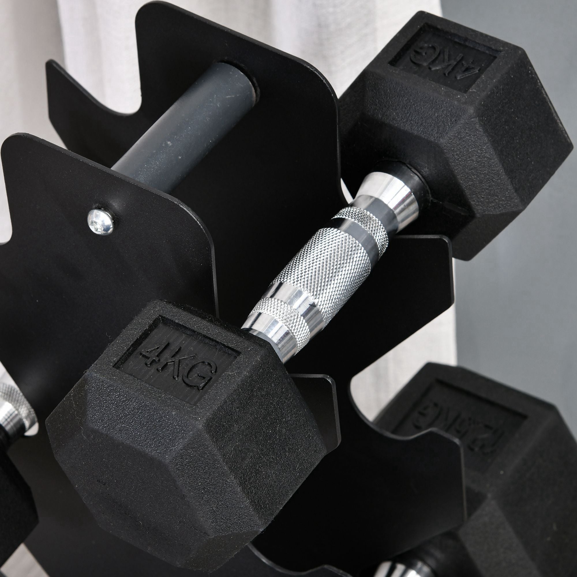 Hexagon Dumbbells Set of 2, Knurled, Rubber Black